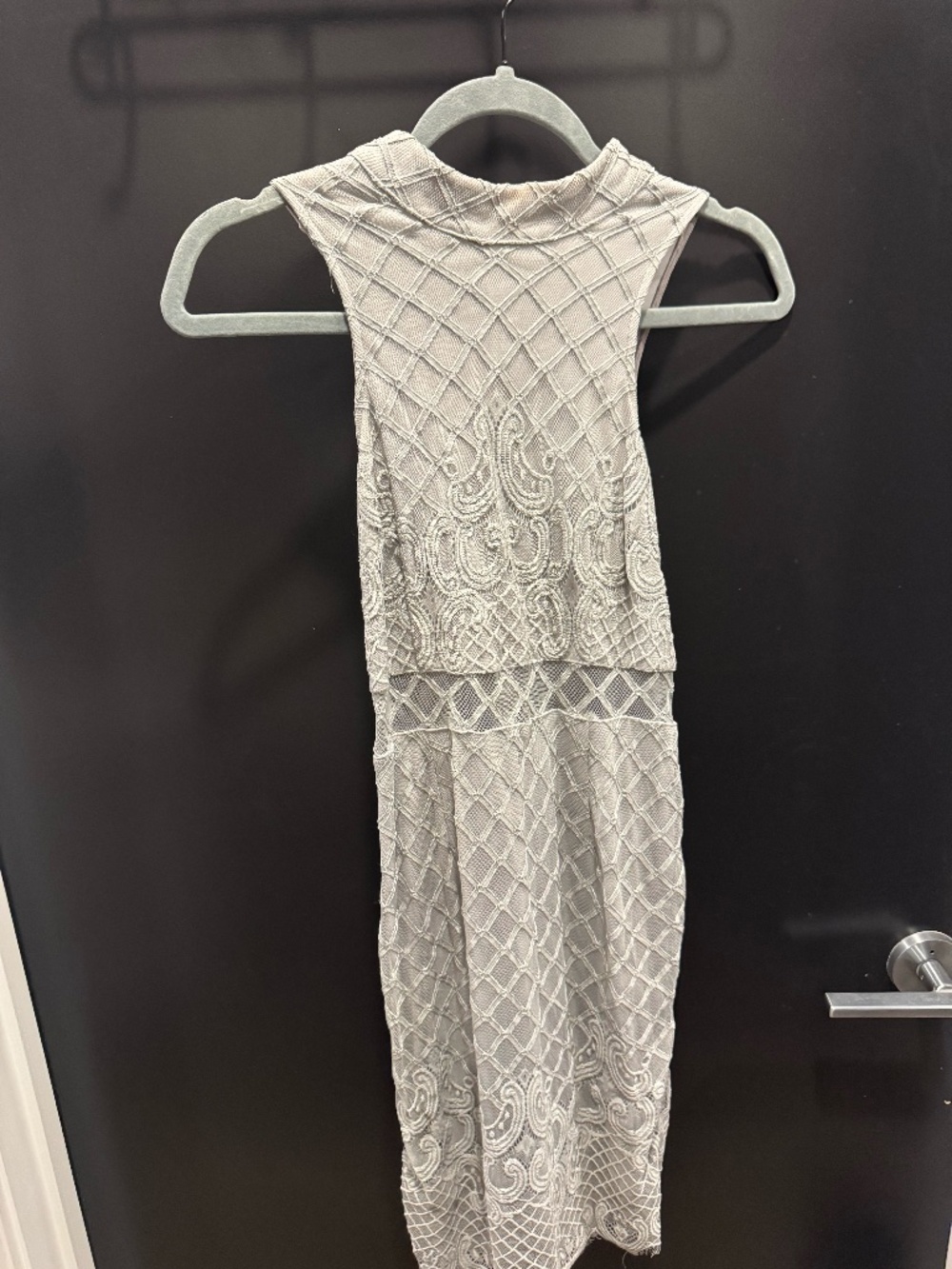 Vintage Lace High Neck Tie Back Dress